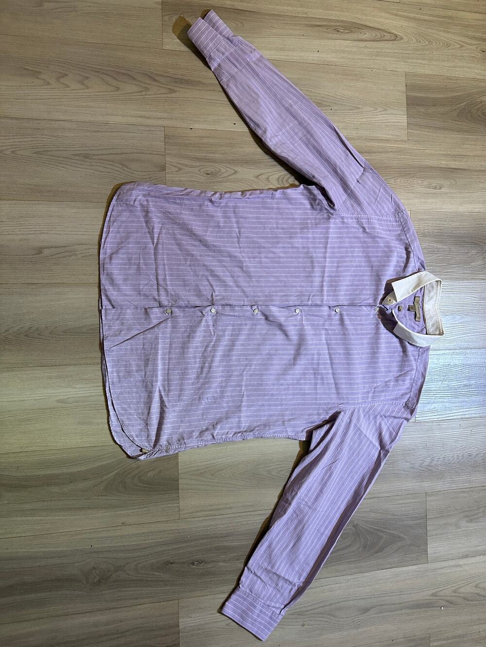 Banana Republic Heritage Shirt Mens XL Lavender Purple Striped Contrast Collar
